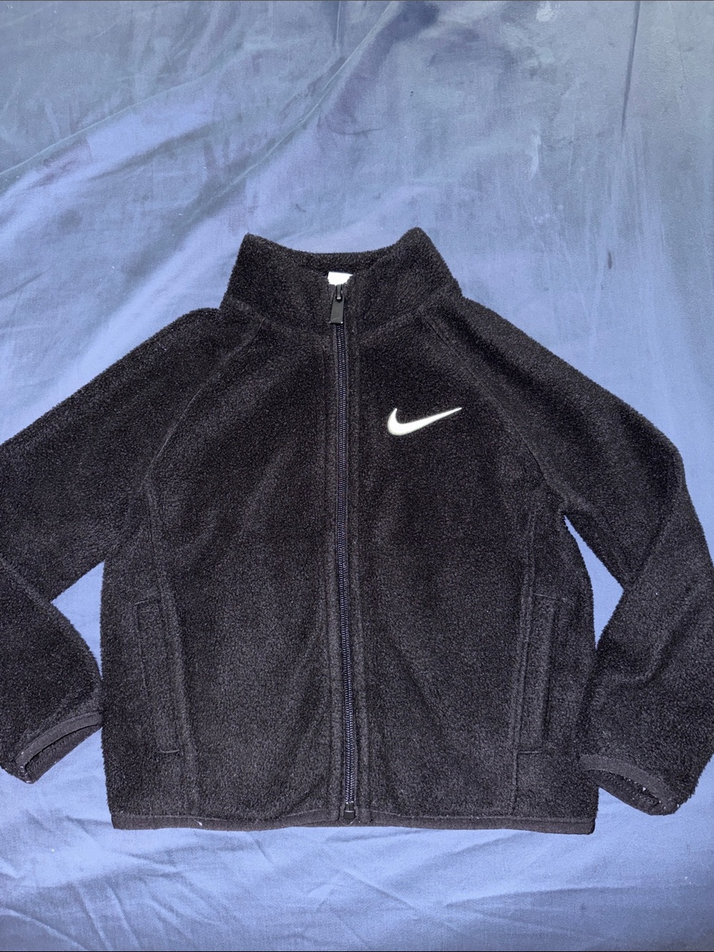 Nike Black Kids' Full-Zip Sherpa Jacket with White Swoosh